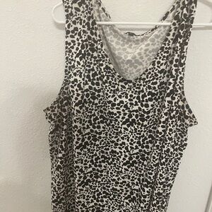 Talb's Black and White  Leopard  Print Sleeveless Top 3X